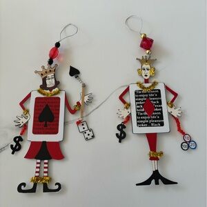 Silvestri Metal Art Painted King of Spades Queen of Diamonds Christmas Ornament